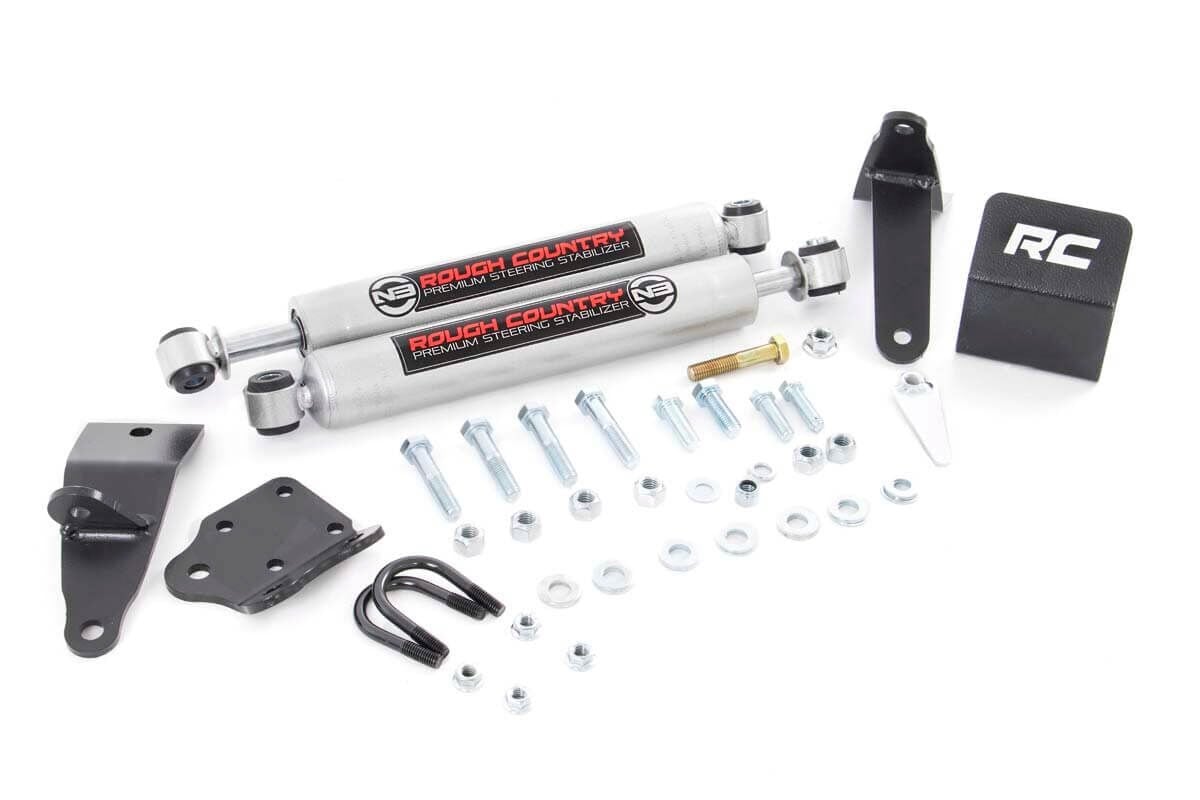 N3 Steering Stabilizer Dual 2-8 Inch Lift Ram 2500 (10-13)/3500 (10-12) Rough Country