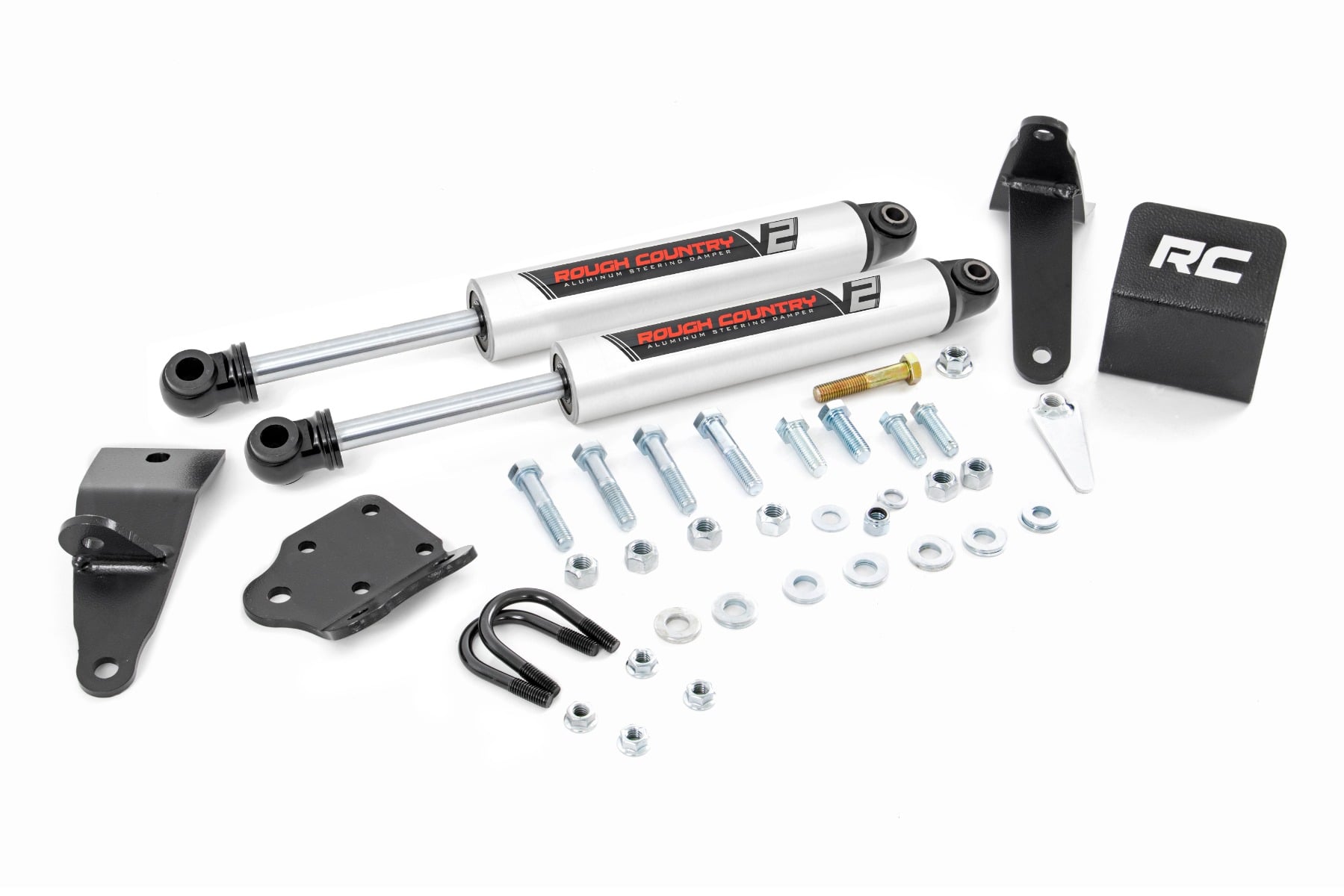 V2 Steering Stabilizer Dual 2-8 Inch Lift Ram 2500 (10-13)/3500 (10-12) Rough Country