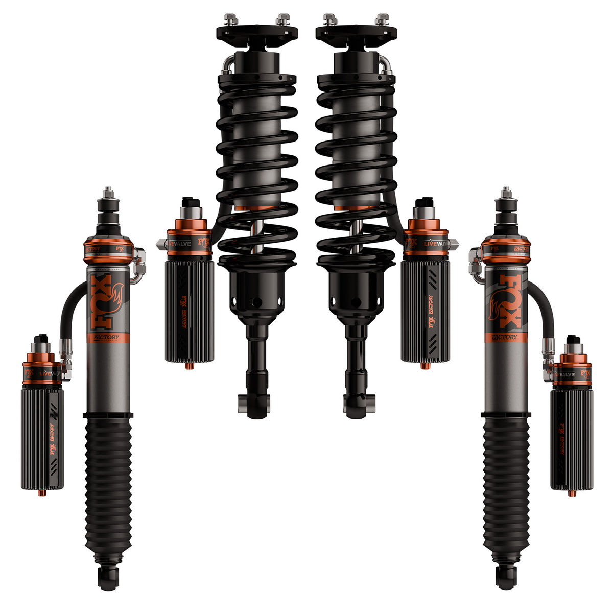 Fox 25-26 Toyota 4Runner 3.2 Factory Race Live Valve Front & Rear Coilovers (2-3in F / 0-2in R)