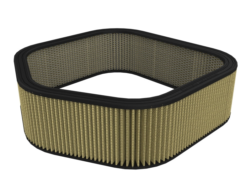 Custom air filter by aFe Magnum FLOW, measuring 20x20x5.82 inches, featuring expanded metal for enhanced airflow and filtration.