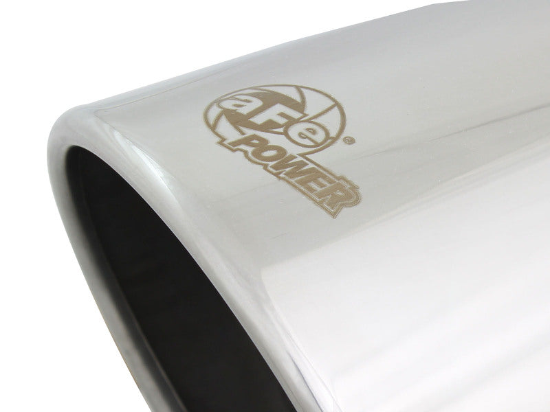 aFe MACH Force-Xp universal exhaust tip with a 4-inch inlet, 6-inch outlet, and 9-inch length, featuring a polished finish.