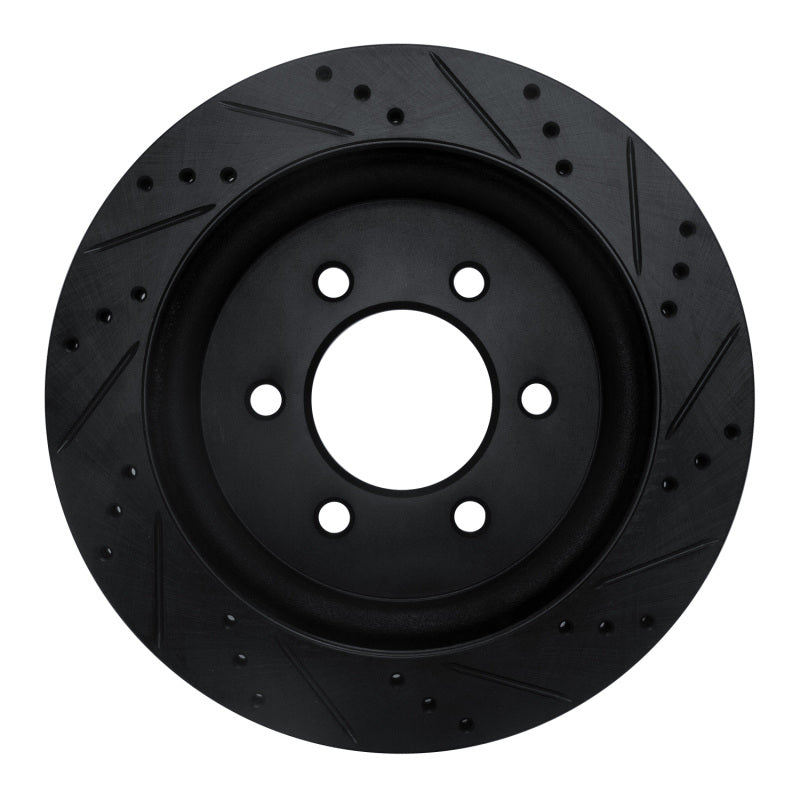 R1 18-21 Ford F-150 4WD Rear Left Drilled & Slotted Black Brake Rotor