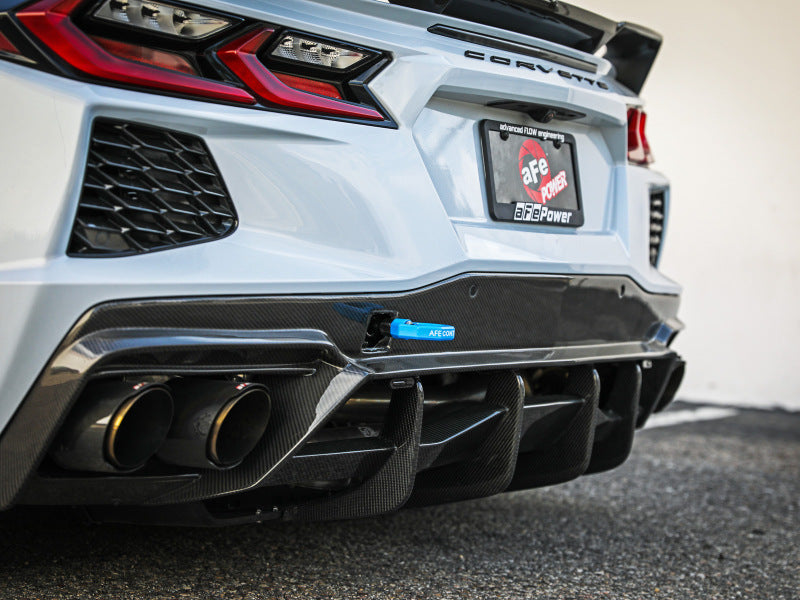 aFe CONTROL Tow Hook for Chevrolet Corvette C8 (2020-2025) enhances towing capability with a sleek design and durable construction.