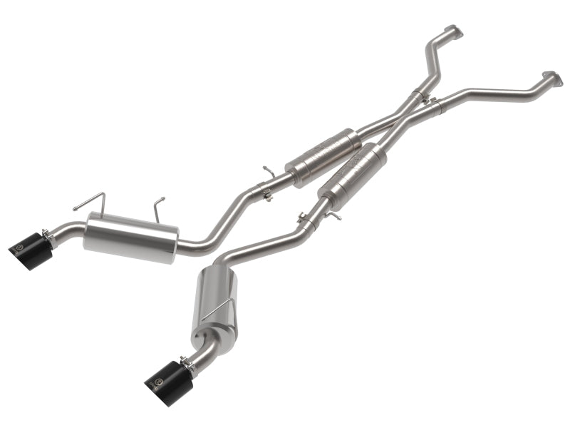 Cat-back exhaust system for Nissan 370Z, designed for V6 3.7L models from 2009 to 2020, featuring stainless steel construction.