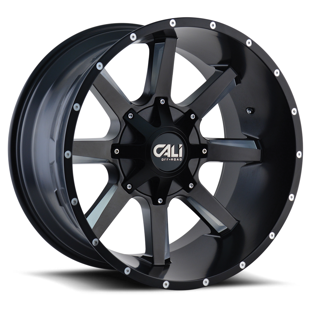 Cast Aluminum Wheels Busted 9100 SB 20x9 Milled Spokes Satin Black 6 On 135/6 On139.7 Bolt Pattern 18 Offset Cali Offroad Wheels