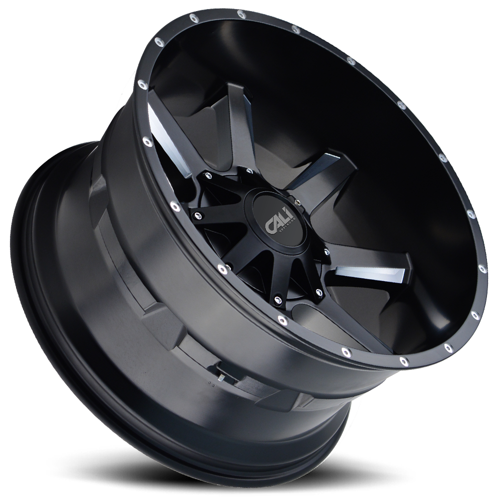 Cast Aluminum Wheels Busted 9100 SB 20x9 Milled Spokes Satin Black 8 On 180 Bolt Pattern 18 Offset Cali Offroad Wheels