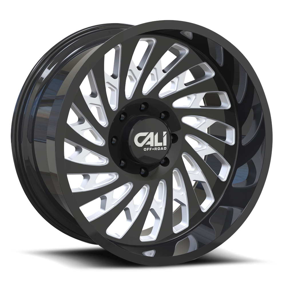 Cast Aluminum Wheels Switchback 9108 GB 20x10 Milled Spokes Gloss Black 5 On 139.7 Bolt Pattern -25 Offset Cali Offroad Wheels