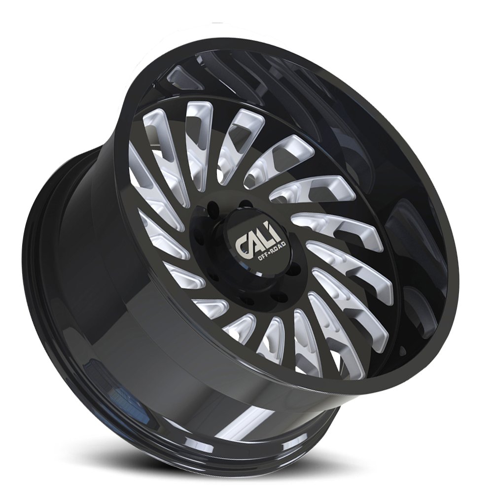Cast Aluminum Wheels Switchback 9108 GB 20x10 Milled Spokes Gloss Black 5 On 139.7 Bolt Pattern -25 Offset Cali Offroad Wheels