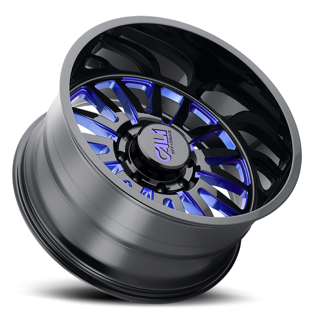 Cast Aluminum Wheels Summit 9110 GB-BL 20x12 Blue Milled Spokes Gloss Black 8 On 170 Bolt Pattern -51 Offset Cali Offroad Wheels