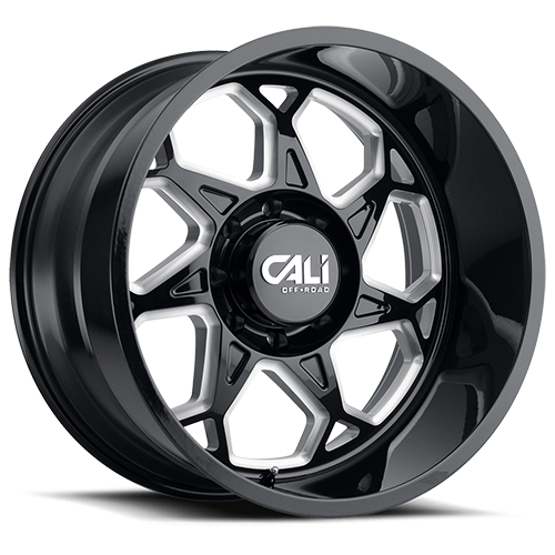 Cast Aluminum Wheels Sevenfold 9111 GB 20x9 Milled Spokes Gloss Black 6 On 139.7 Bolt Pattern 0 Offset Cali Offroad Wheels