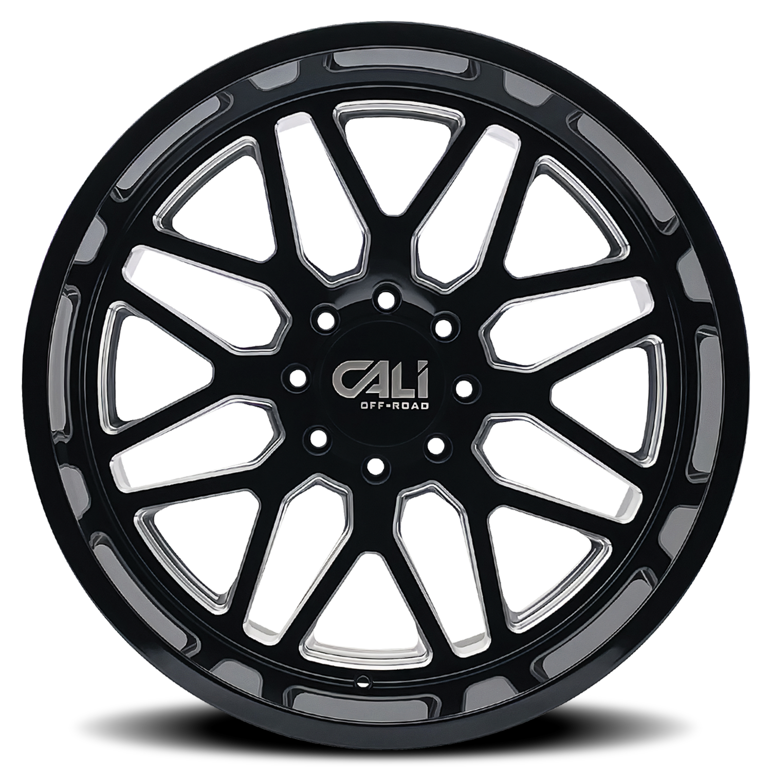Cast Aluminum Wheels Invader 9115 GB-M 22x12 Milled Gloss Black 8 On 170 Bolt Pattern -51 Offset Cali Offroad Wheels