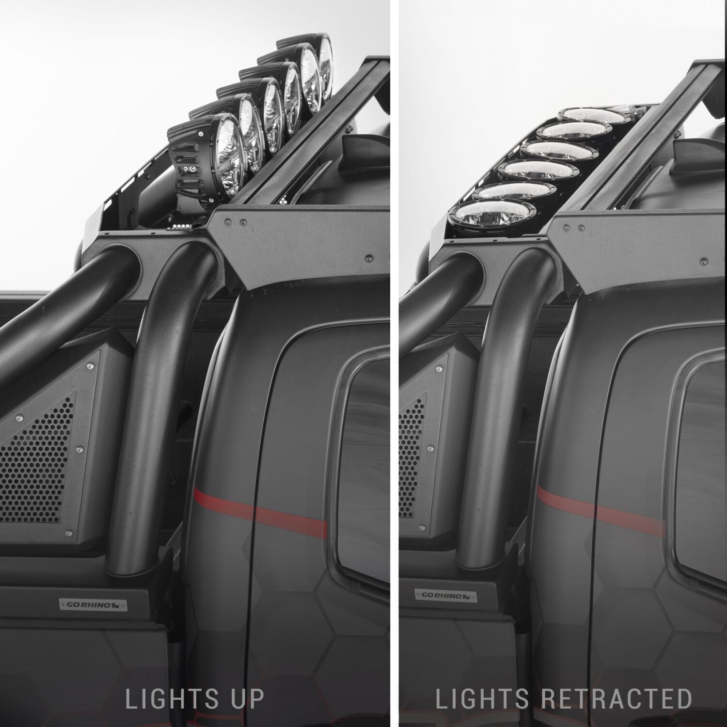 Sport Bar 2.0 with Power Actuated Retractable Light Mount Polished Stainless Steel 2015-2026 Colorado/Canyon 2016-2026 Toyota Tacoma Go Rhino