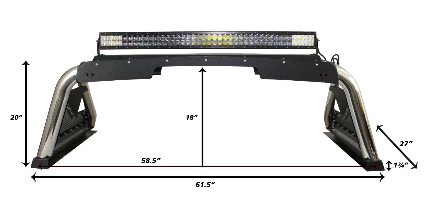 Sport Bar 2.0 with Power Actuated Retractable Light Mount Polished Stainless Steel 2015-2026 Colorado/Canyon 2016-2026 Toyota Tacoma Go Rhino