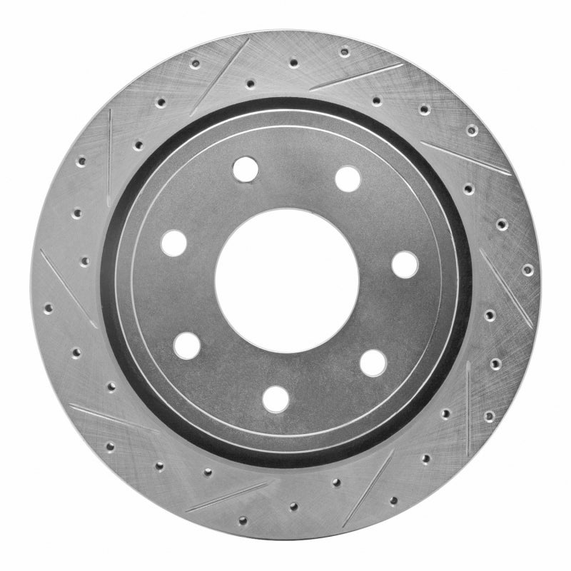 R1 12-14 Ford F-150 4WD Rear Left Drilled & Slotted Silver Brake Rotor