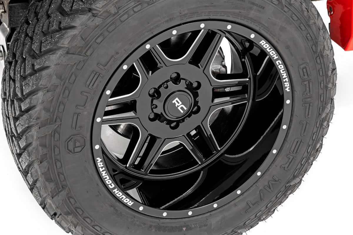 92 Series Wheel Machined One-Piece Gloss Black 20x12 6x5.5 -44mm Rough Country