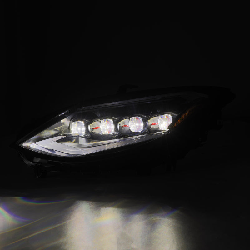 AlphaRex NOVA-Series LED projector headlights for 23-24 Nissan Z in black with activation light and sequential signal.