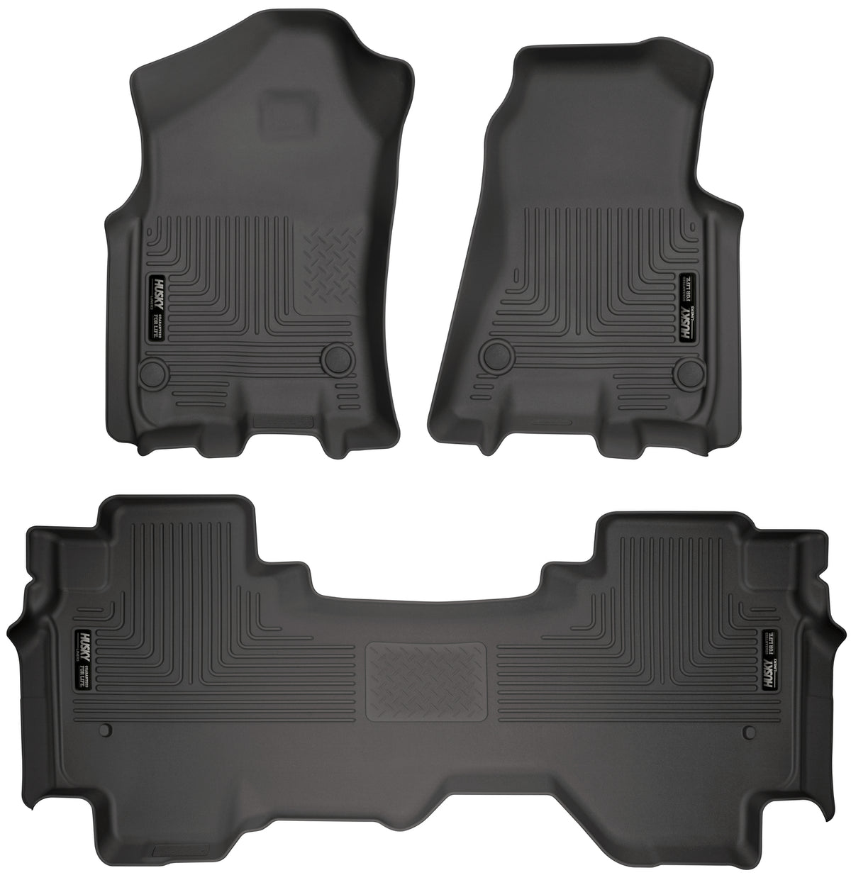 Weatherbeater Front & 2nd Seat Floor Liners For 2019-2024 RAM 1500 Extended Cab Husky Liners