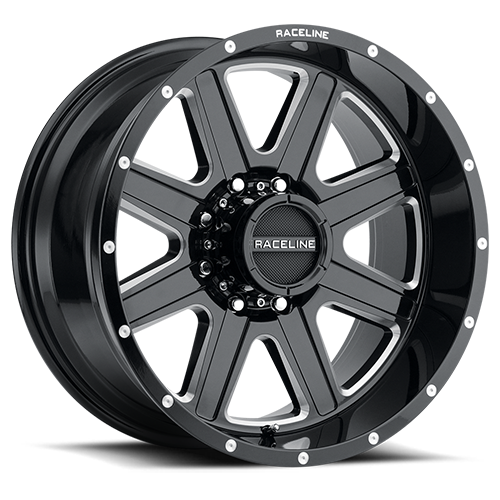 Aluminum Wheels 18x9 Hostage 940M Milled Gloss Black 12 Offset 8 on 180 Bolt Pattern 124.2 Bore Raceline