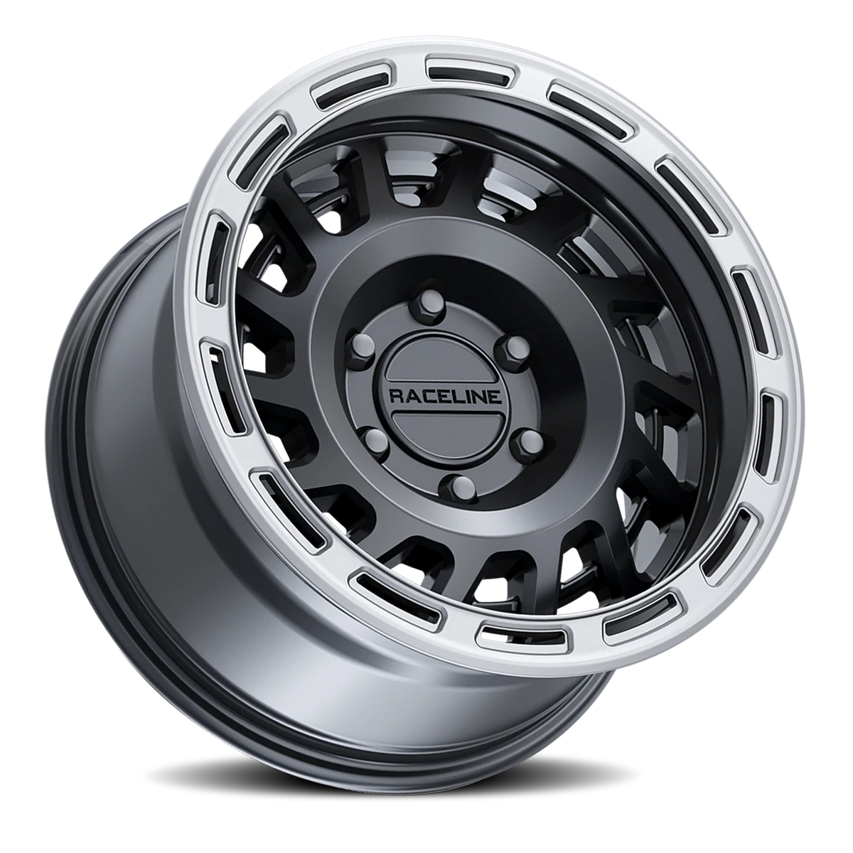 Aluminum Wheels 17x9 Halo 957BS Satin Black Silver Ring -12 Offset 8 on 165.1 Bolt Pattern 130.81 Bore Raceline