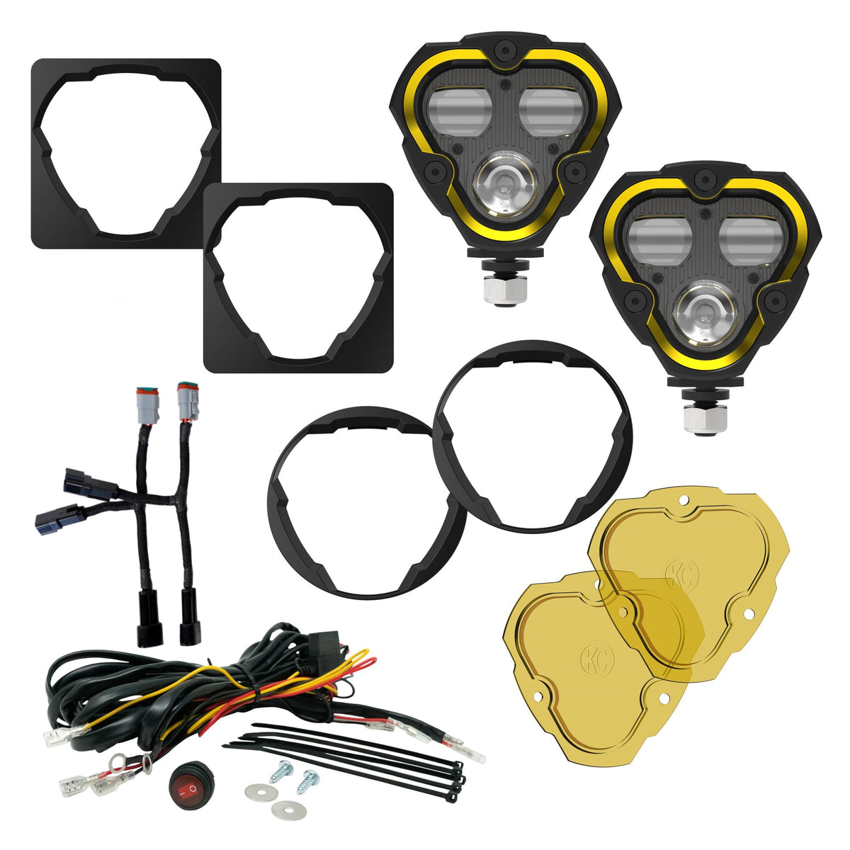 KC Flex Era 3 LED DM SAE Fog 2- Light Master Kit 10-24 Jeep JK JL JT Aftermarket KC HiLiTES