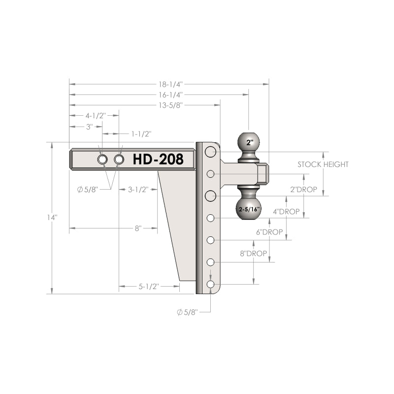 BulletProof Hitches 2.0" Heavy Duty 8" Drop/Rise Hitch Model HD208