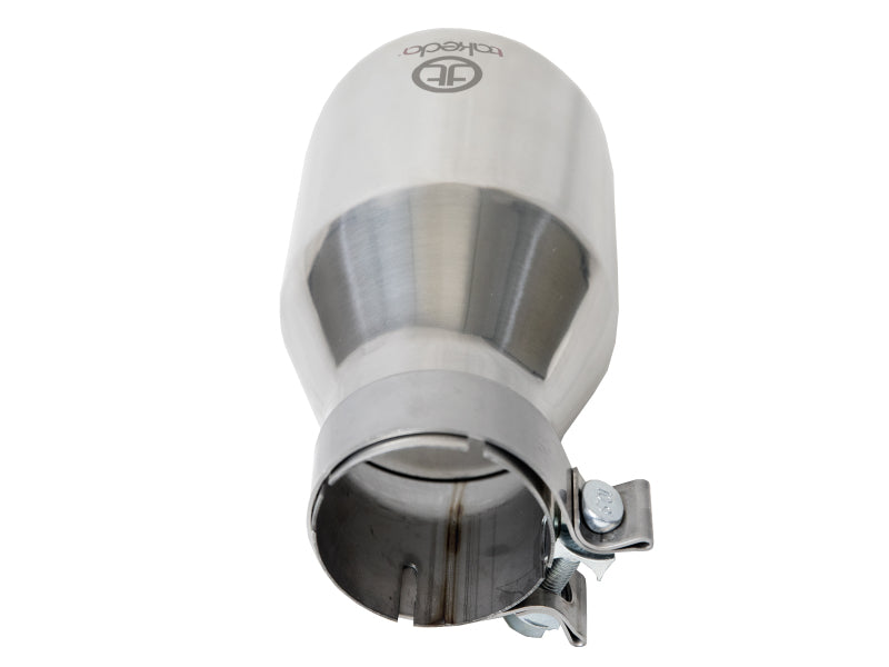 Stainless steel afe Takeda universal exhaust tip with 3-inch inlet, 5-inch outlet, and 9-inch length. Durable and sleek design.