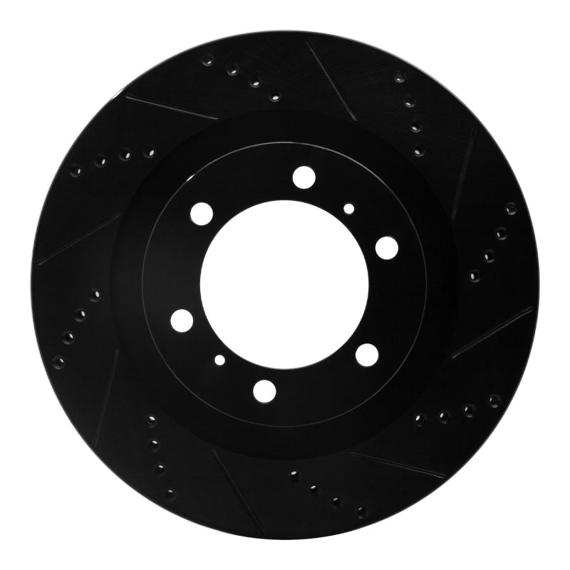 R1 10-24 Lexus GX460 Front Right Drilled & Slotted Black Brake Rotor