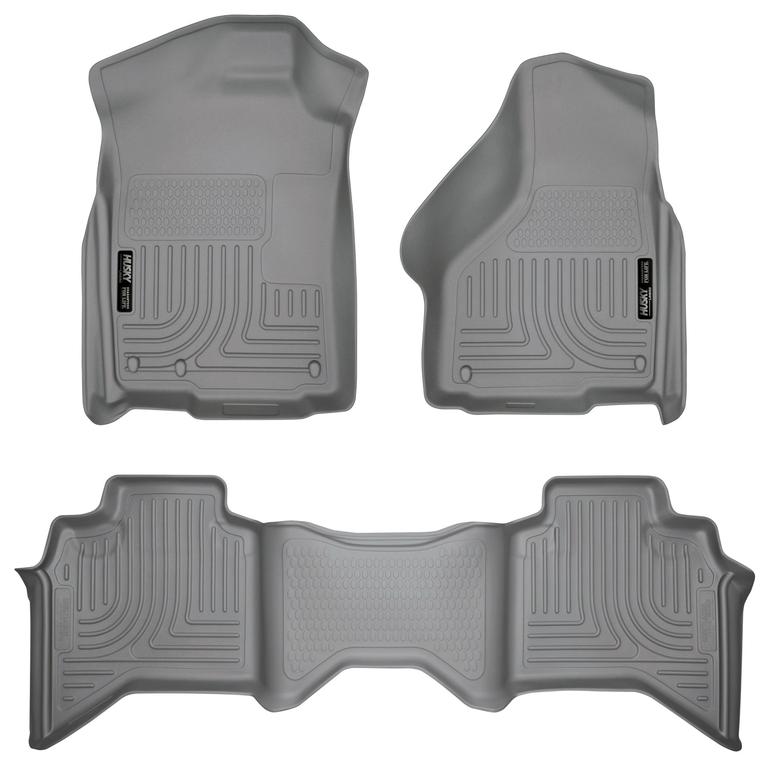 Weatherbeater Front & 2nd Seat Floor Liners For 2002-2009 Ram 1500/2500/3500 Grey Husky Liners