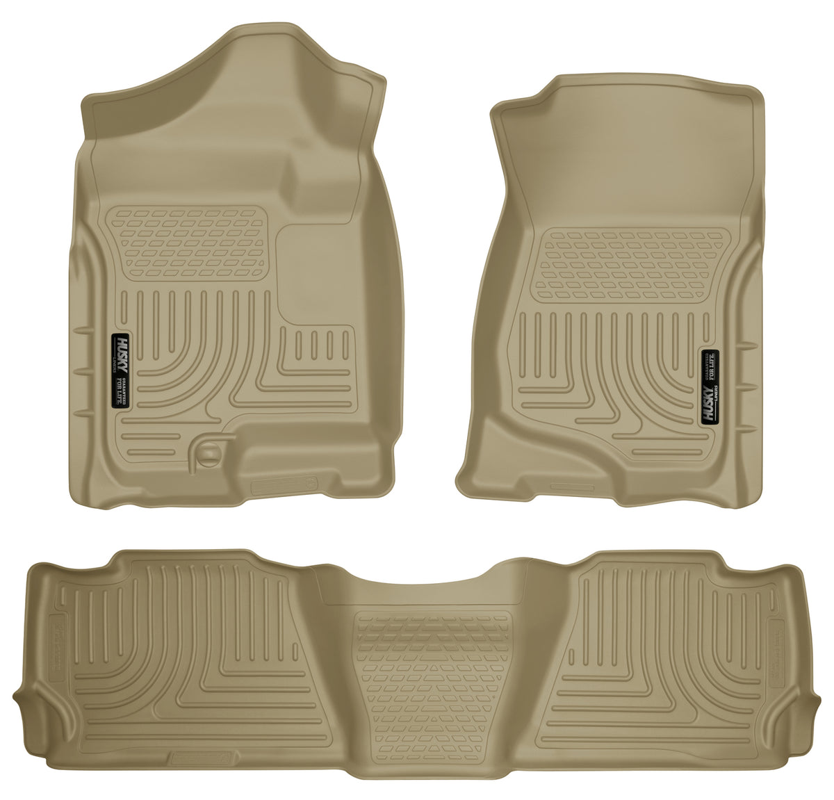 Weatherbeater Front & 2nd Seat Floor Liners For 2007-2014 Escalade ESV/EXT, Avalanche, Suburban 1500/2500, Yukon XL 1500/XL 2500 Tan Husky Liners