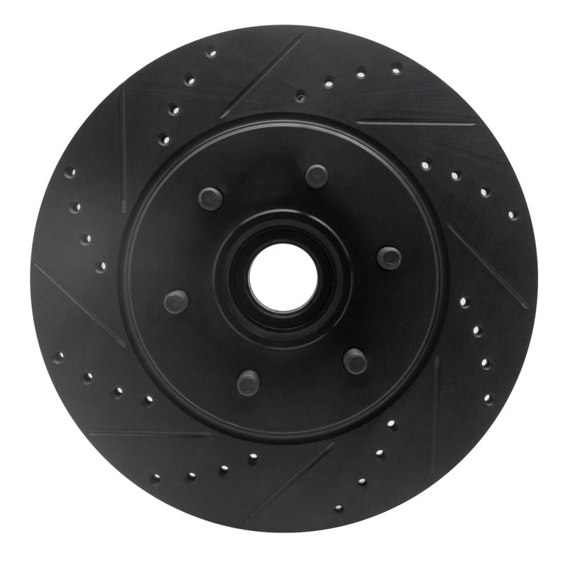 R1 04-08 Ford F-150 RWD Front Left Drilled & Slotted Black Brake Rotor