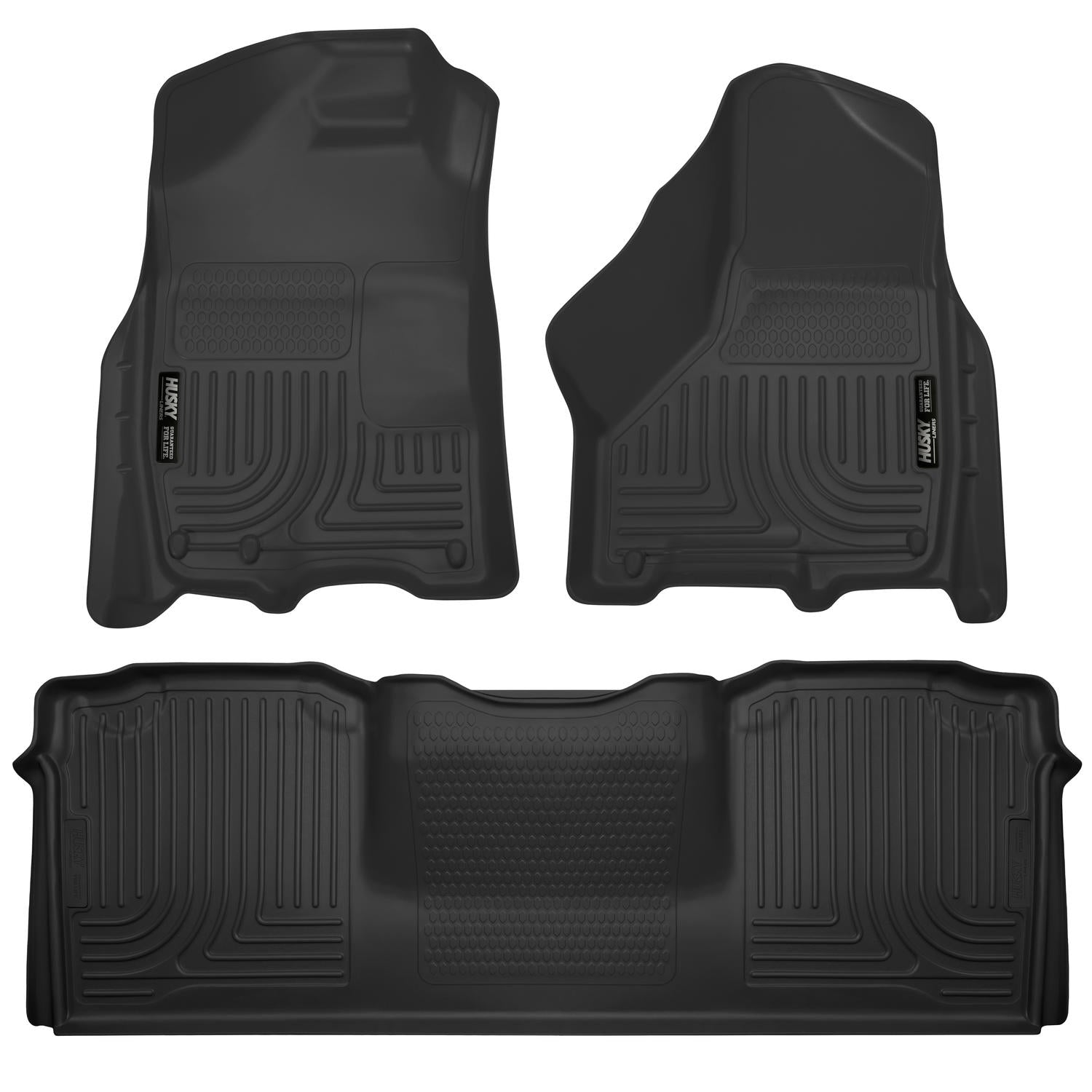 Weatherbeater Front & 2nd Seat Floor Liners For 2010-2018 Ram 2500/3500 Black Husky Liners