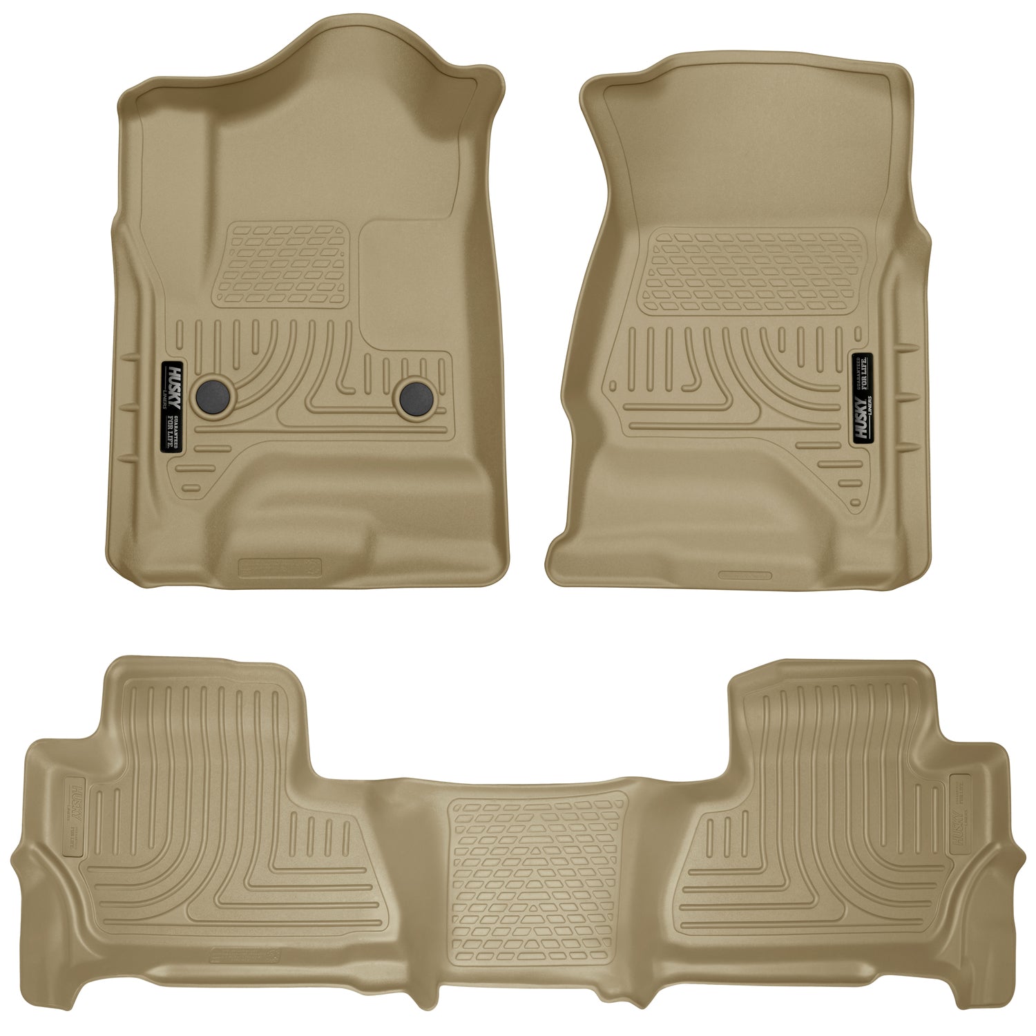 Weatherbeater Front & 2nd Seat Floor Liners For 2015-2020 Tahoe/Yukon Tan Husky Liners
