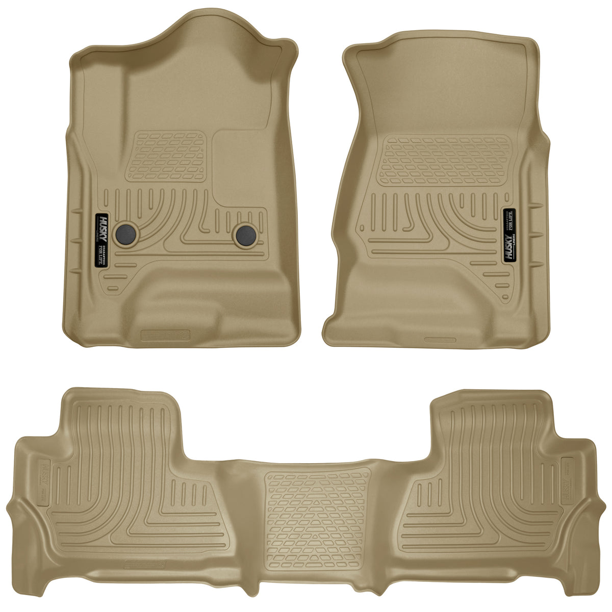Weatherbeater Front & 2nd Seat Floor Liners For 2015-2020 Suburban, Yukon XL Tan Husky Liners