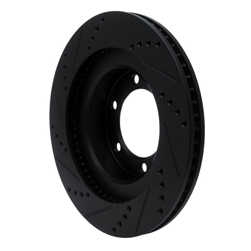 R1 03-09 Lexus GX470 Front Right Drilled & Slotted Black Brake Rotor