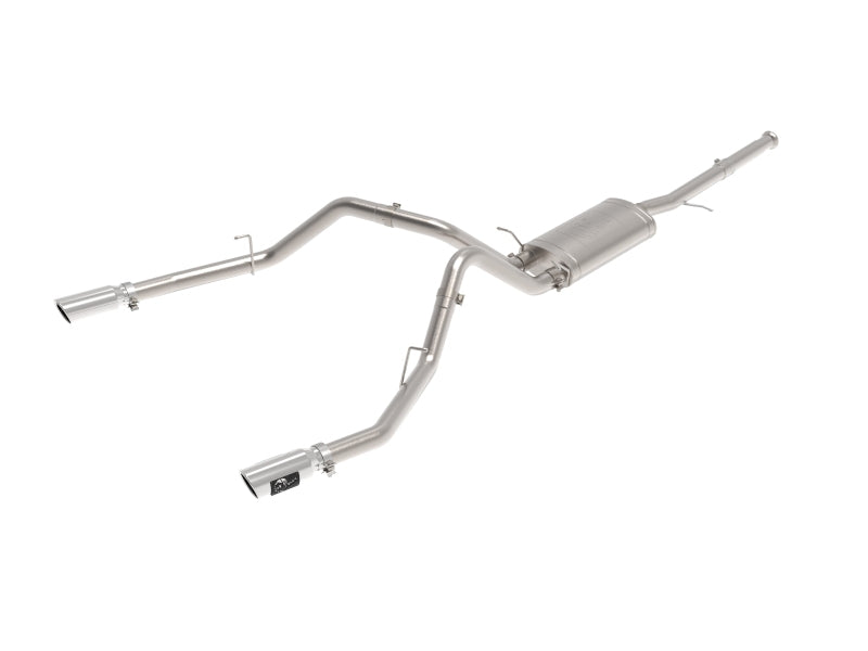 Cat-back exhaust system for GM trucks (2009-2018) with V6 and V8 engines, designed for enhanced performance and sound.