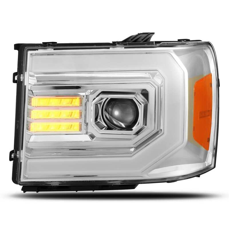 AlphaRex 07-13 GMC 1500HD PRO-Series Proj Headlights Plank Style Gloss Blk w/Activ Light/Seq Signal