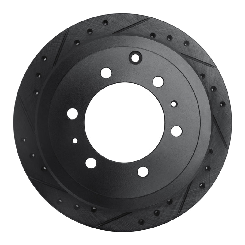 R1 1993-1997 Lexus LX450 Rear Left Drilled & Slotted Black Brake Rotor