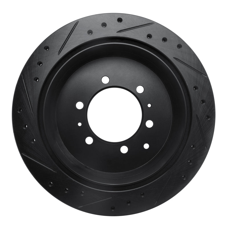 R1 93-97 Lexus LX450 Rear Right Drilled & Slotted Black Brake Rotor