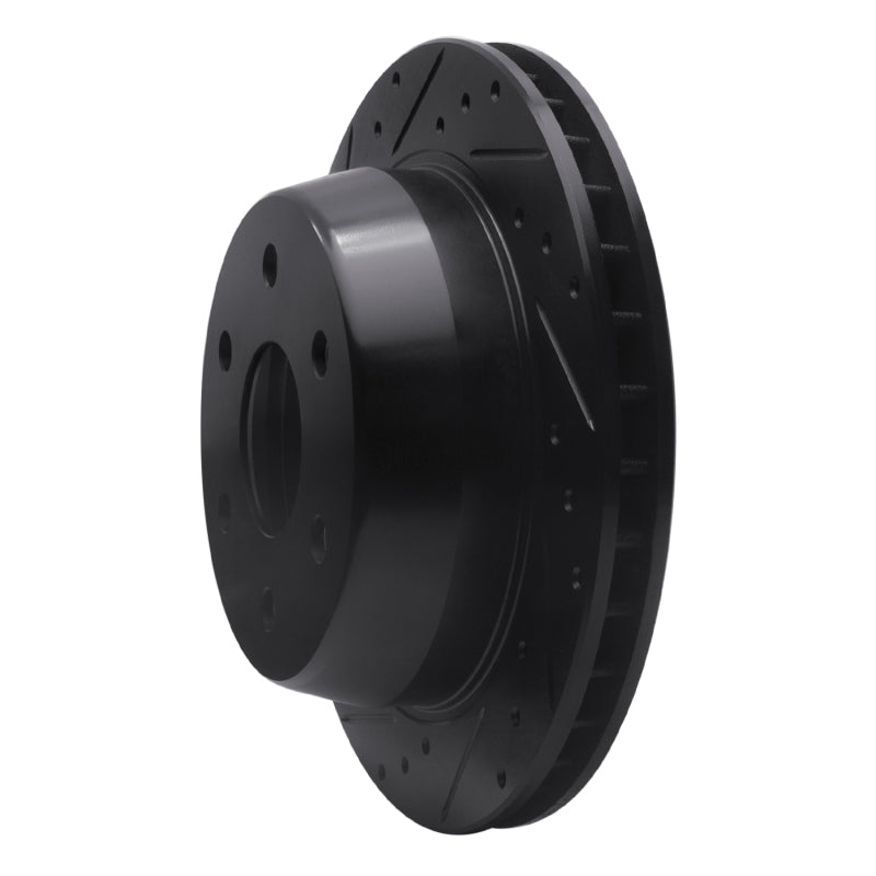 R1 00-14 Cadillac Escalade EXT Rear Left Drilled & Slotted Black Brake Rotor