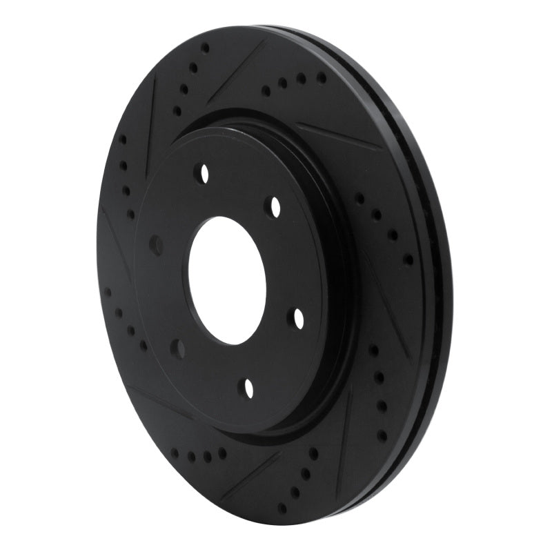 R1 05-07 Infiniti QX56 Front Left Drilled & Slotted Black Brake Rotor
