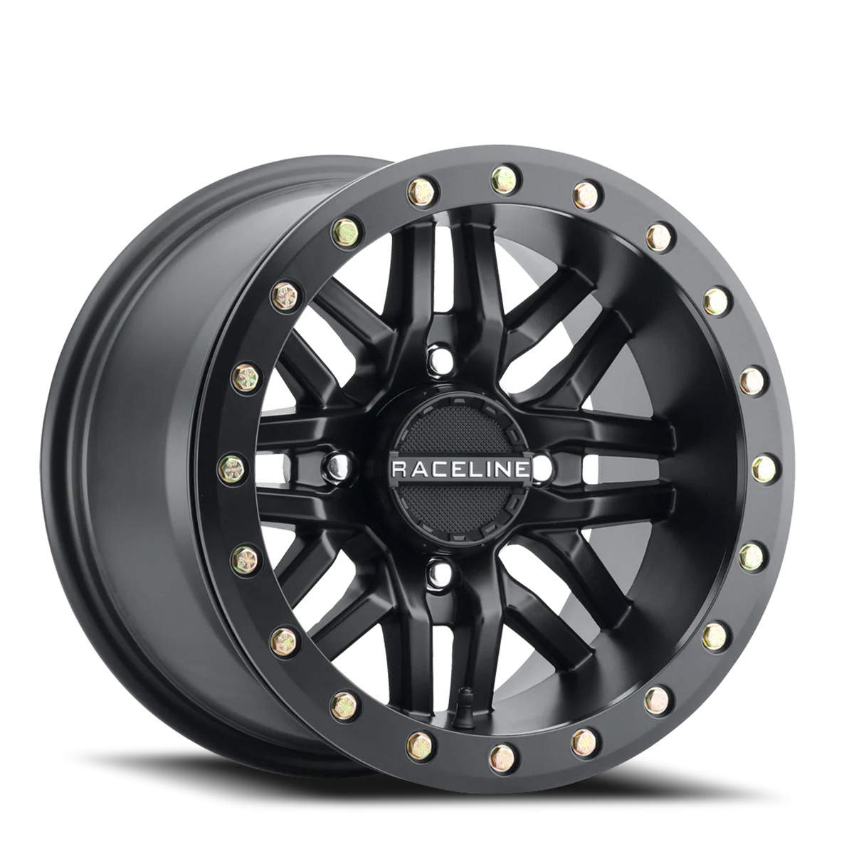 Aluminum Wheels 15x10 Ryno Beadlock UTV A91B Machined Face Satin Black 0 Offset 4 on 137 Bolt Pattern 113.9 Bore Raceline