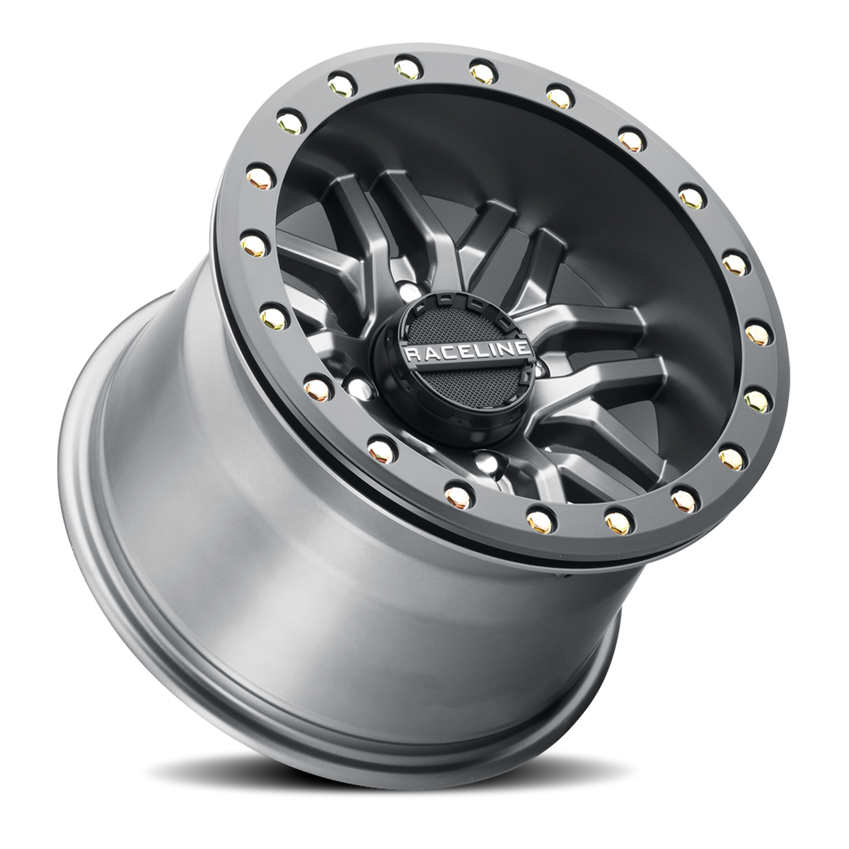 Aluminum Wheels 15x10 Ryno Beadlock UTV A91G Matte Dark Gunmetal Grey 0 Offset 4 on 110 Bolt Pattern 90 Bore Raceline