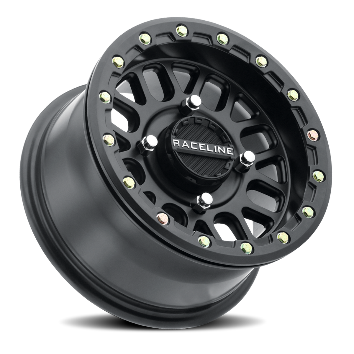 Aluminum Wheels 14x7 Podium Beadlock UTV A93B Satin Black 10 Offset 4 on 137 Bolt Pattern Raceline