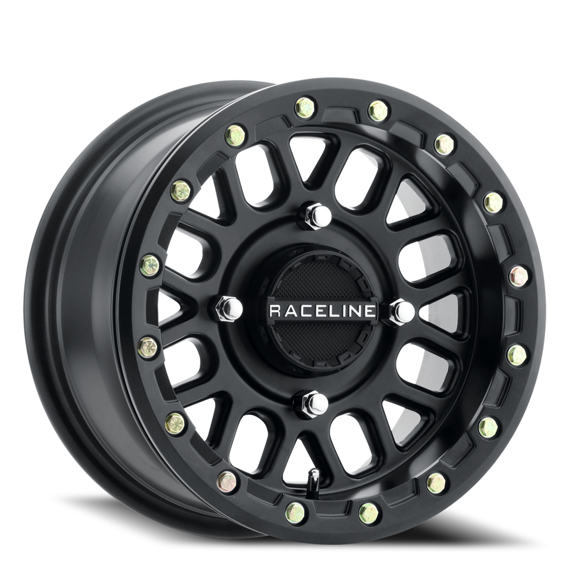 Aluminum Wheels 15x6 Podium Beadlock UTV A93B Satin Black 40 Offset 4 on 156 Bolt Pattern Raceline