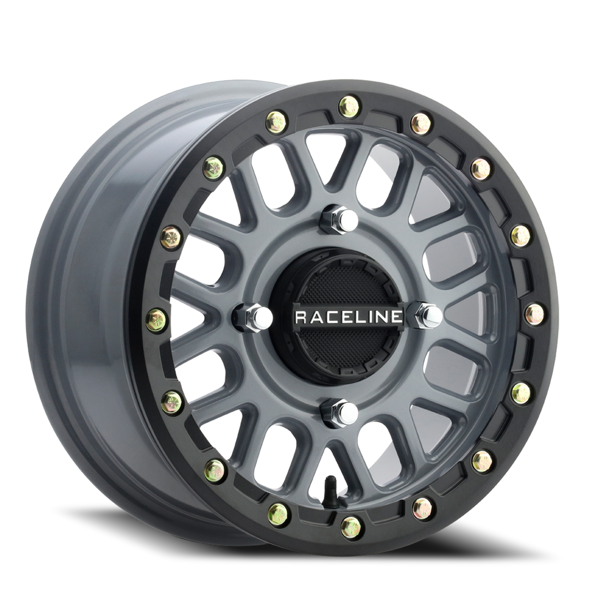 Aluminum Wheels 14x7 Podium Beadlock UTV A93SG Stealth Grey 10 Offset 4 on 110 Bolt Pattern Raceline