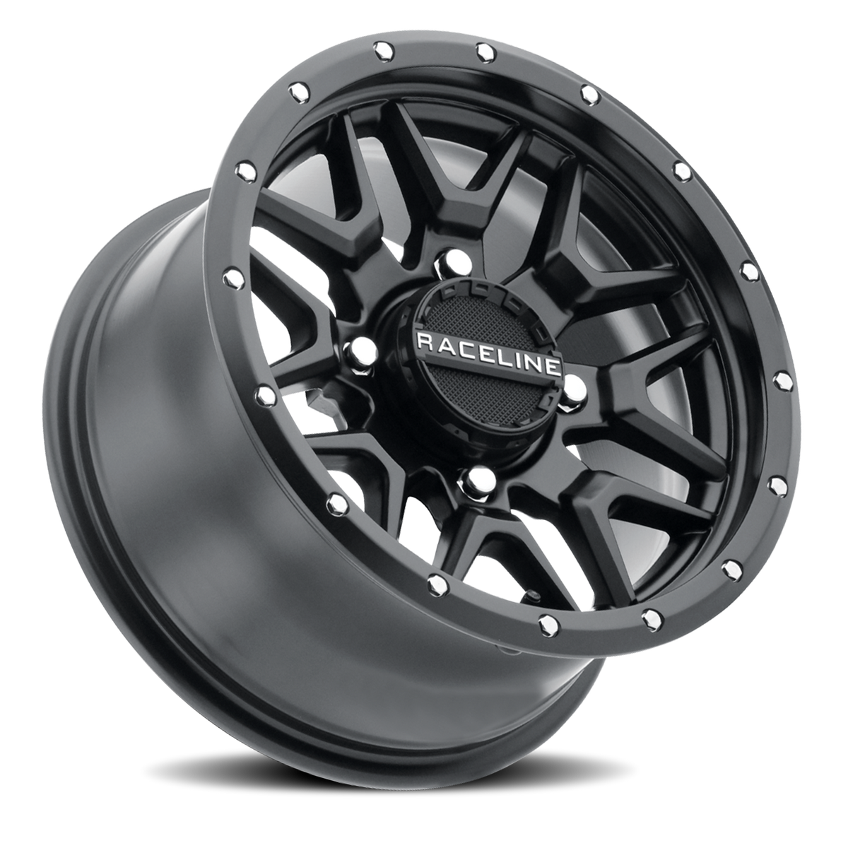 Aluminum Wheels 14x7 Krank Simulated Beadlock UTV A94B Satin Black 38 Offset 4 on 137 Bolt Pattern Raceline