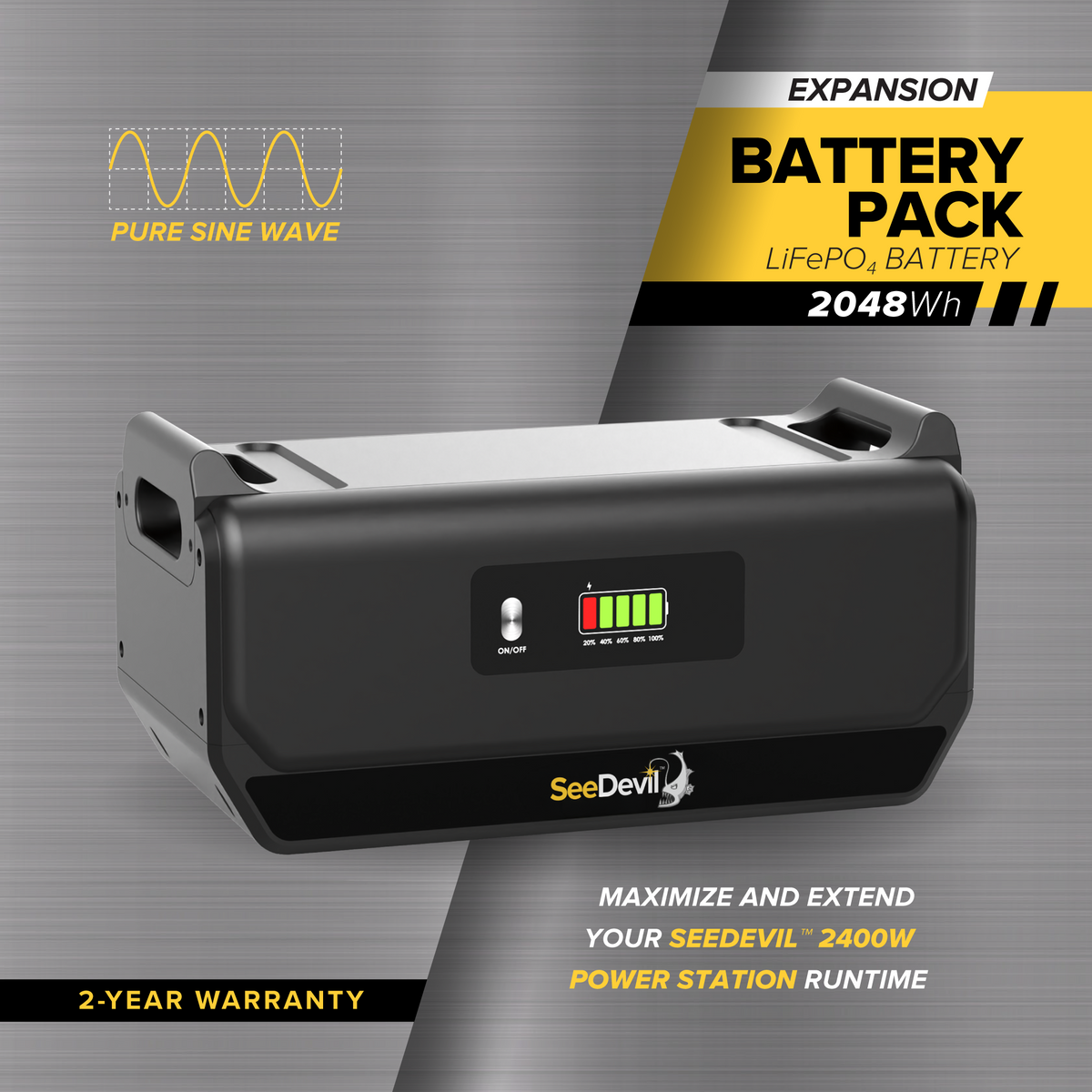SeeDevil 2048Wh Expansion Battery Pack (for 2400W Portable Power Station)