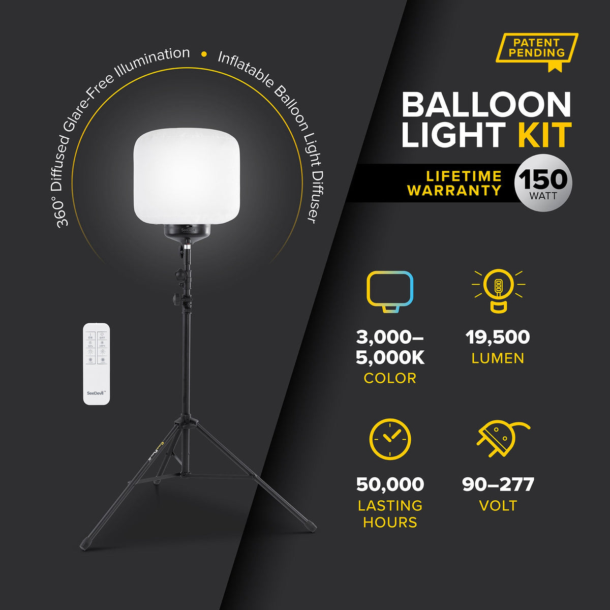 SeeDevil G3 150 Watt Balloon Light Kit