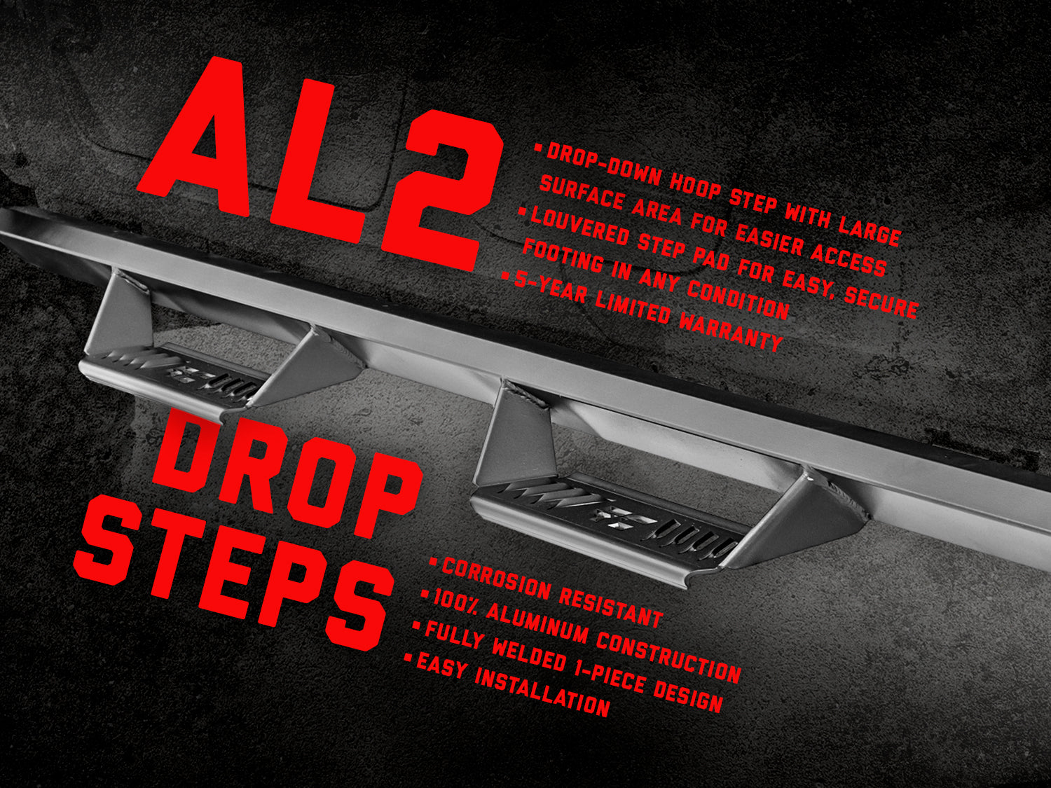 AL2 Drop Steps Crew Cab 19-21 Ford F-150/Super Duty 2WD/4WD Rough Country