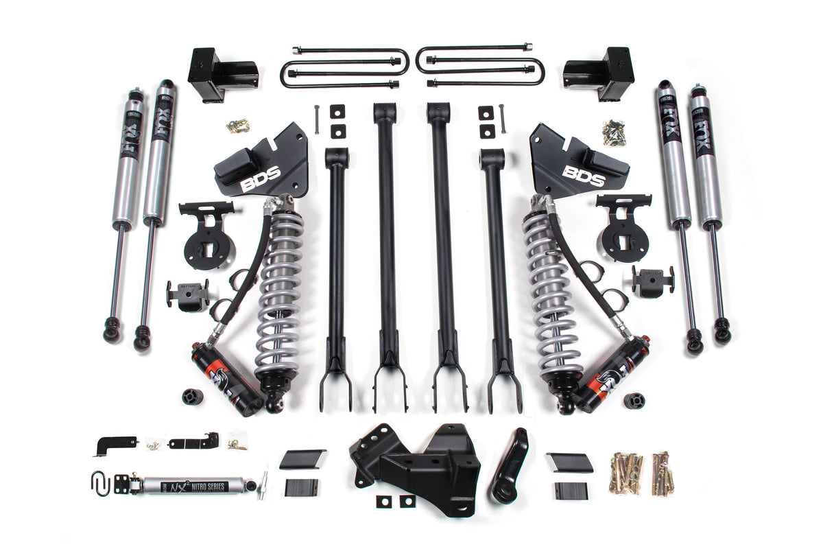 4 Inch Lift Kit w/ 4-Link FOX 2.5 Performance Elite Coil-Over Conversion Ford F350 Super Duty DRW 20-22 4WD Diesel